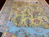 Nature Lover, Colorful Silk Rug, Wall-Hang, Persian Qom Qum- LA81