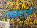 Nature Lover, Colorful Silk Rug, Wall-Hang, Persian Qom Qum- LA81