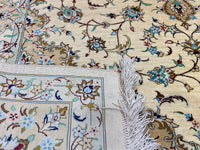 Kashan, Pure Silk, Elegant, Light Gold, White - P55