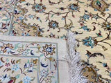 Kashan, Pure Silk, Elegant, Light Gold, White - P55