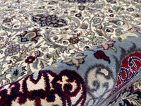 Kashan, Cream, Royal Blue, Medallion, Floral - P5564