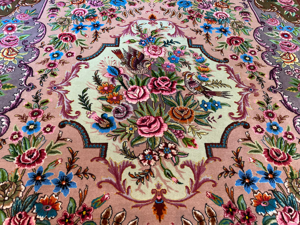 Vibrant, Mesmerizing Design, Pink Garden, Vintage Tabriz - P2581